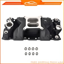 Black Air Gap Intake Manifold Aluminum For 1955-1995 Small Block Chevy Sbc 350 Black Air Gap Intake Manifold Aluminum For 1955-1995 Small Block Chevy Sbc 350