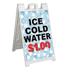 ICE COLD WATER $1.00 Signicade 24x36 Aframe Sidewalk Sign Banner Decal DRINKS