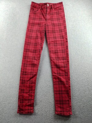 American Eagle Women's Jegging Red Size 0 Check Next Level Stretch Mid 29'' Denim