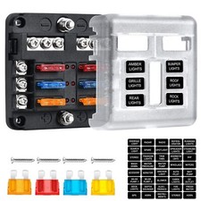 6-Way Marine Fuse BlockWaterproof 12v Fuse Block with LED Indicator for 12V/2...
