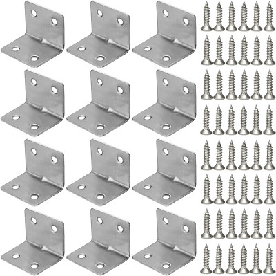 Corner Braces L Brackets Heavy Duty Metal 90 Degree Heavy Duty 12 Pcs 1.5''X1.1''