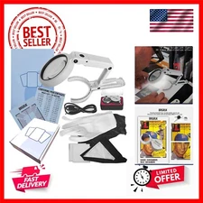 Sports Card Grading Kit Centering Tool, LED Magnifying Table Lamp for Handsfr...