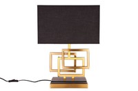 Tischlampe Stoff Schwarz Gold 56 Cm E27 GemüTlich Wohnzimmer Leuchte Blendarm