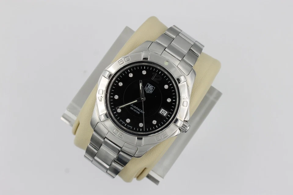 Reloj Tag Heuer WAF111C.BA0810 Hombre Serie Aquaracer Diamantes Negro Plata 8" Foto 4 de 4