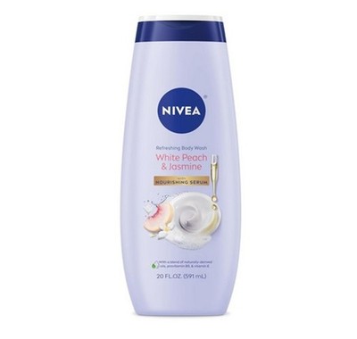 NIVEA Refreshing White Peach and Jasmine Body Wash with Nourshing Serum 20 Fl Oz