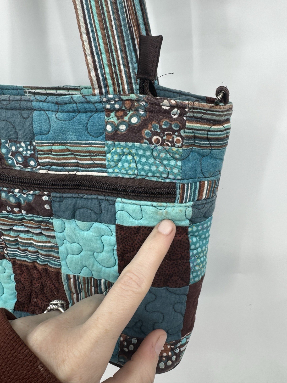 Donna Sharp Patchwork Shoulder Bag Blue Colorful … - image 10