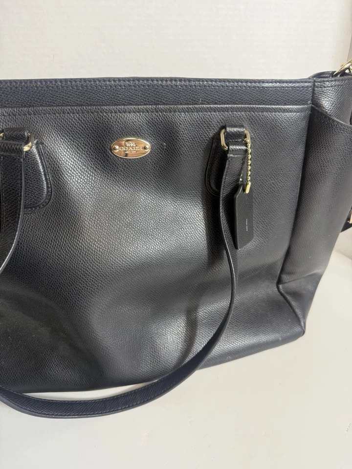 COACH Black Crossgrain Leather Diaper Baby Bag Large Multifunction Tote F57786 - Image 2 of 4