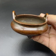 2.7 Diameter Retro China Archaize Censer 大明宣德 Home Table Fengshui Incense Burner