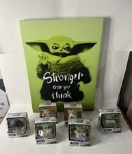 Star Wars Grogu Bounty Collection Lot of 6 + Baby Yoda Canvas Wall Art NEW