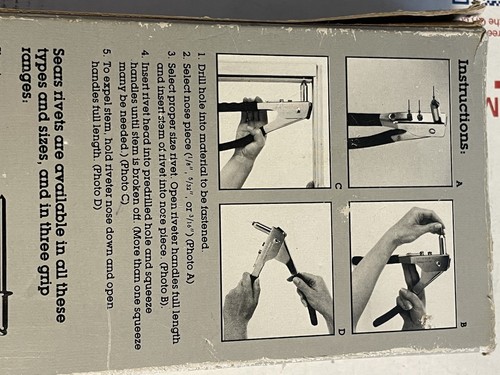 Sears Craftsman Heavy Duty Riveter Pop Rivet Gun Item 97473 1/8" 5/32" 3/16" USA - Picture 7 of 12