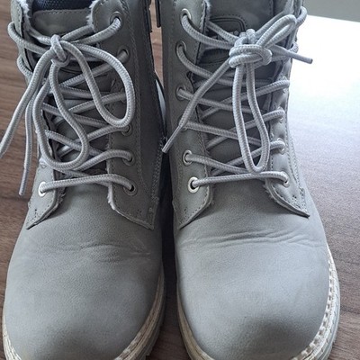 Avic Adventure Stiefelette grau Kunstleder Schnürung flach rund EU 37