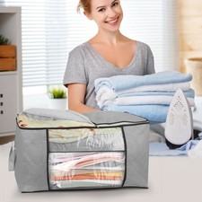 2Pcs Clothes Storage Bag 90L Per Bag With Thick Fabric Clear Window Dual-Zipper
