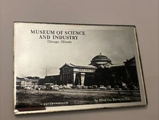 Vtg 1950s Souvenir Mini Mirror Museum Of Science and Industry Chicago 3.5”X2.25”