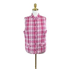 NWT Christopher And Banks Quilted Plaid Vest Size M Snap Button