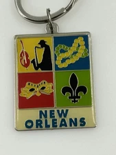 PCF New Orleans Souvenir Keychain Metal Enamel Key ring