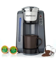Mixpresso Single Serve K-Cup Coffee Maker With 4 Brew Sizes for 1.0 & 2.0 K-Cup