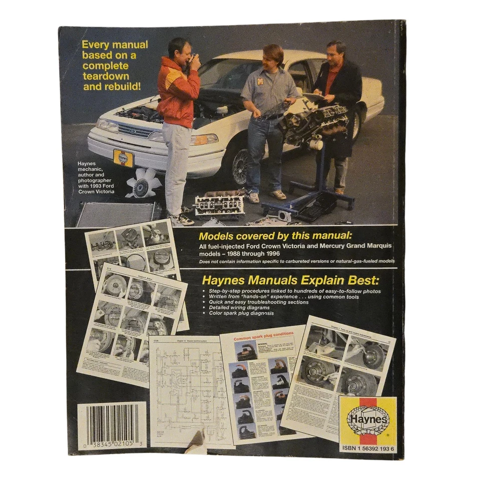 Manual de reparación Haynes 36012 1988-1996 Ford Crown Victoria Mercury Grand Marquis Foto 2 de 3