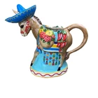 Retired Pier 1 Imports Hand Painted Stoneware Fiesta Mexican Donkey Pitcher