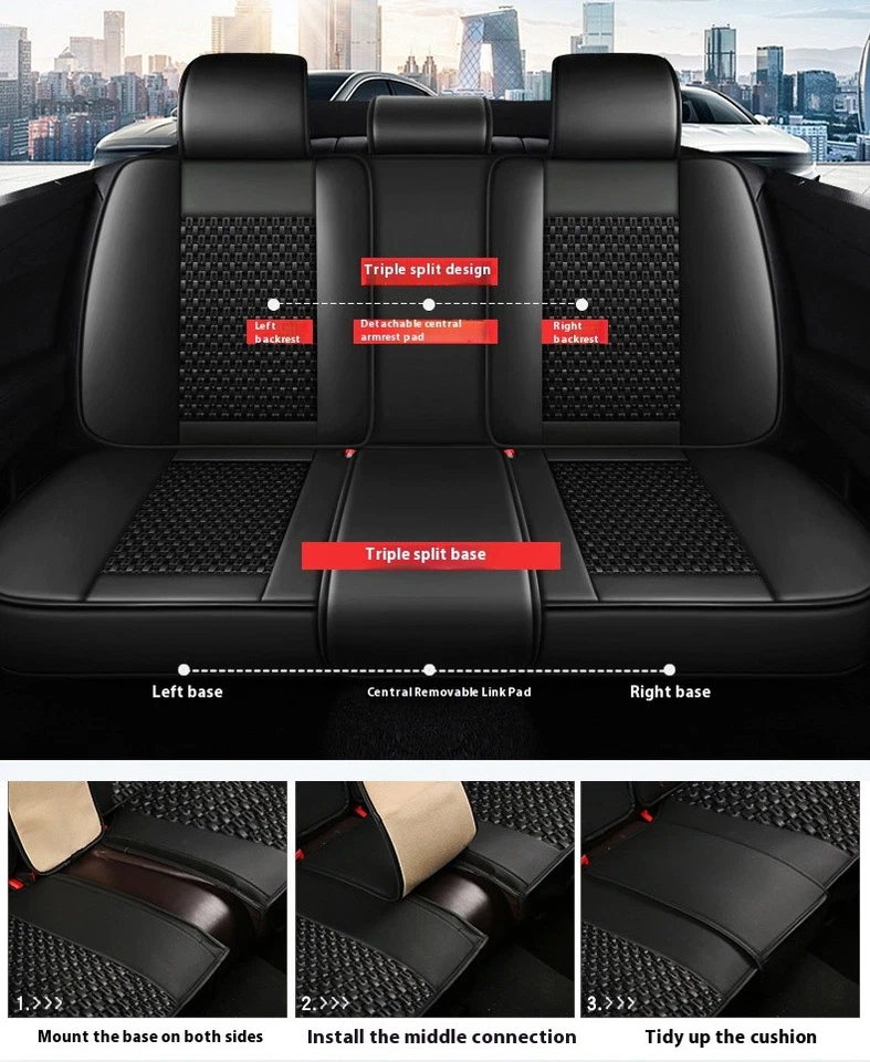 Juego completo de 5 asientos de cuero PU con hilo de hielo para Dodge Grand Caravan Attitude Foto 4 de 4