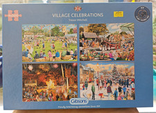 Gibsons 4 X 500 Piece Jigsaw Puzzles, Village Celebrations