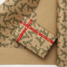 JarThenaAMCS Christmas Kraft Wrapping Paper - Mini Roll - 17 Inch x 32.8 Ft Gree