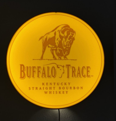 Buffalo Trace Kentucky Straight Bourbon Whiskey Round Lighted Wall Sign