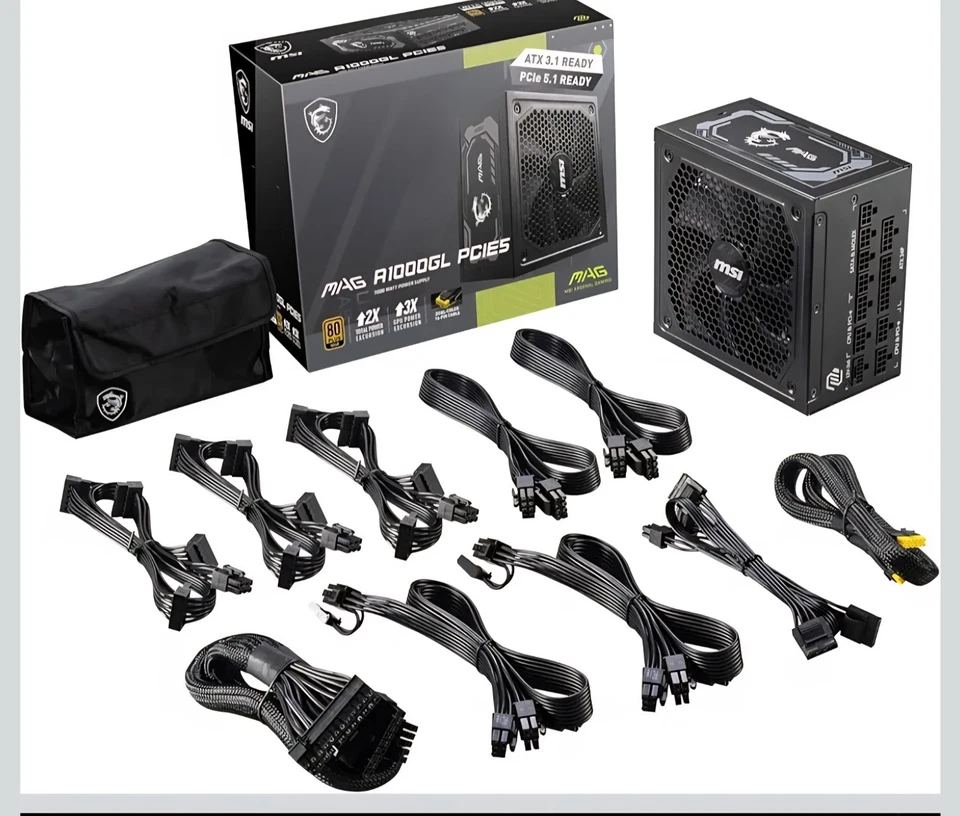 MSI MAG A1000GL PCIE 5 Gaming Power Supply ATX 3.1 & PCIE 5.1 80+ Gold 1000 Watt - Image 4 of 4
