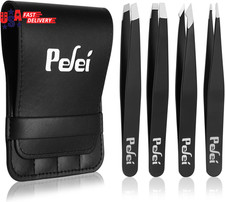 Tweezers Set - Professional Stainless Steel Tweezers for Eyebrows - Great Precis