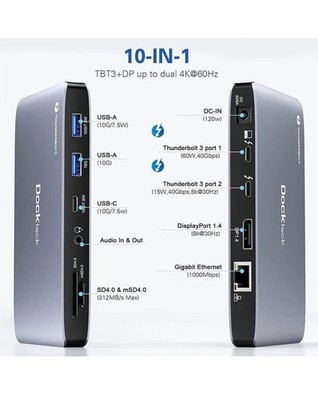 Dockteck Thunderbolt 3 - Docking Station für PC/Laptop/Windows/ Mac