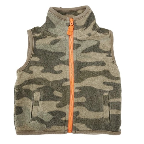 Carters Fleece Vest Jacket Boys 3 Months Green Camo Full Zip - Afbeelding 1 van 6