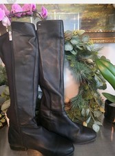 Michael Kors Black Leather Riding Knee High B...