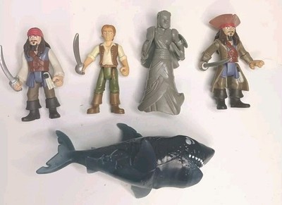 Disney 2 Jack Sparrow's,Mary,Henry, Pirates Caribbean & Ghost Shark Figures Lot