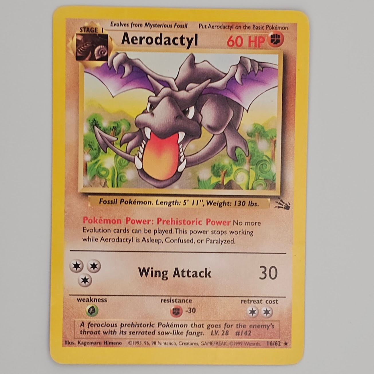 Aerodactyl 16/62 Rare Fossil Pokemon Unlimited Lightly Played