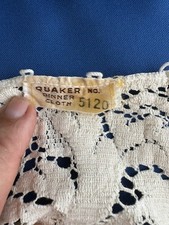 Vintage Quaker Lace Tablecloth Beige Floral 5120 MINT CONDITION 66" x 88"