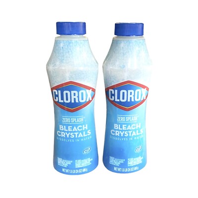 NEW 2 CLOROX BLEACH CRYSTALS ZERO SPLASH 24 oz. EACH *AS