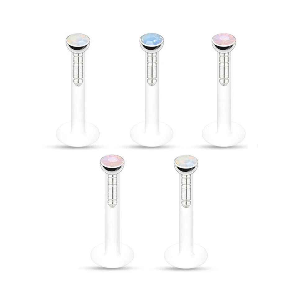 2er 6mm-12mm Lippenpiercing Labret Monroe Opalit Acryl Stab Tragus Ohr Piercing - Bild 3 von 4