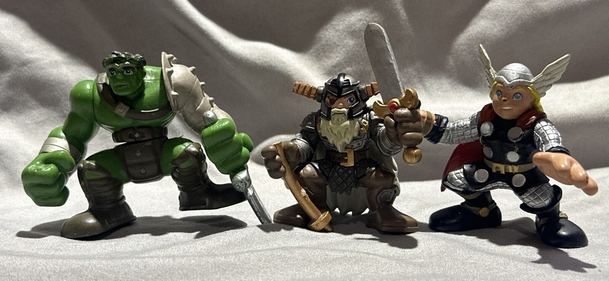 Marvel Super Hero Squad figures by Hasbro: Odin (RARE), Thor, Hulk