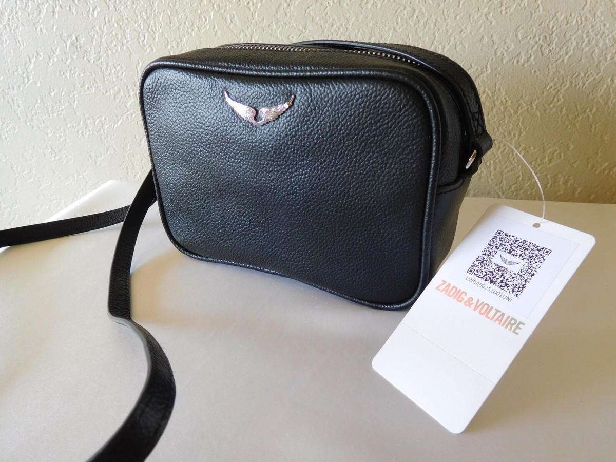 New Zadig & Voltaire X-Small Boxy Wings Black Grain Leather