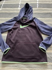 Nike Dri Fit Hoodie Sweatshirt Youth Girl Size XL Purple Colorblock Fleece Lined