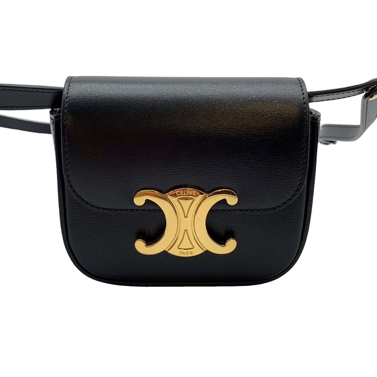 Authentic CELINE Mini Triomphe Calf Leather Shoulder Bag Authentic CELINE Mini Triomphe Calf Leather Shoulder Bag