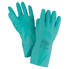 12 PR. ANSELL 37-145 13 Inch Chemical Resistant 11 MIL Nitrile Cleaning Gloves