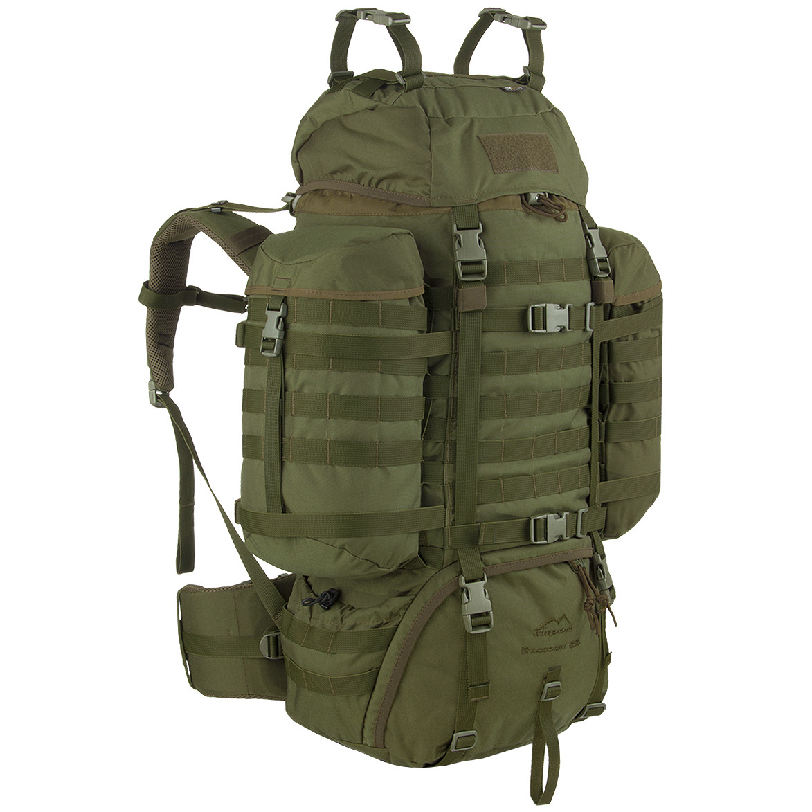 Wisport Raccoon 65L Zaino Trekking Militare Patrol MOLLE Airsoft Oliva Verde