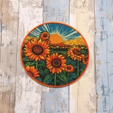Sunflower Patch Iron-on Applique Decorative Nature Badge Flower Bloom Gardening