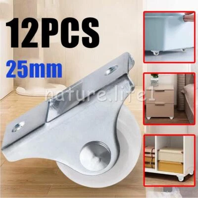 INFINITEWORLD17 12Pcs Fixed Castor Wheels for Furniture Cabinet Small Casters Non-Swivel 25MM UK