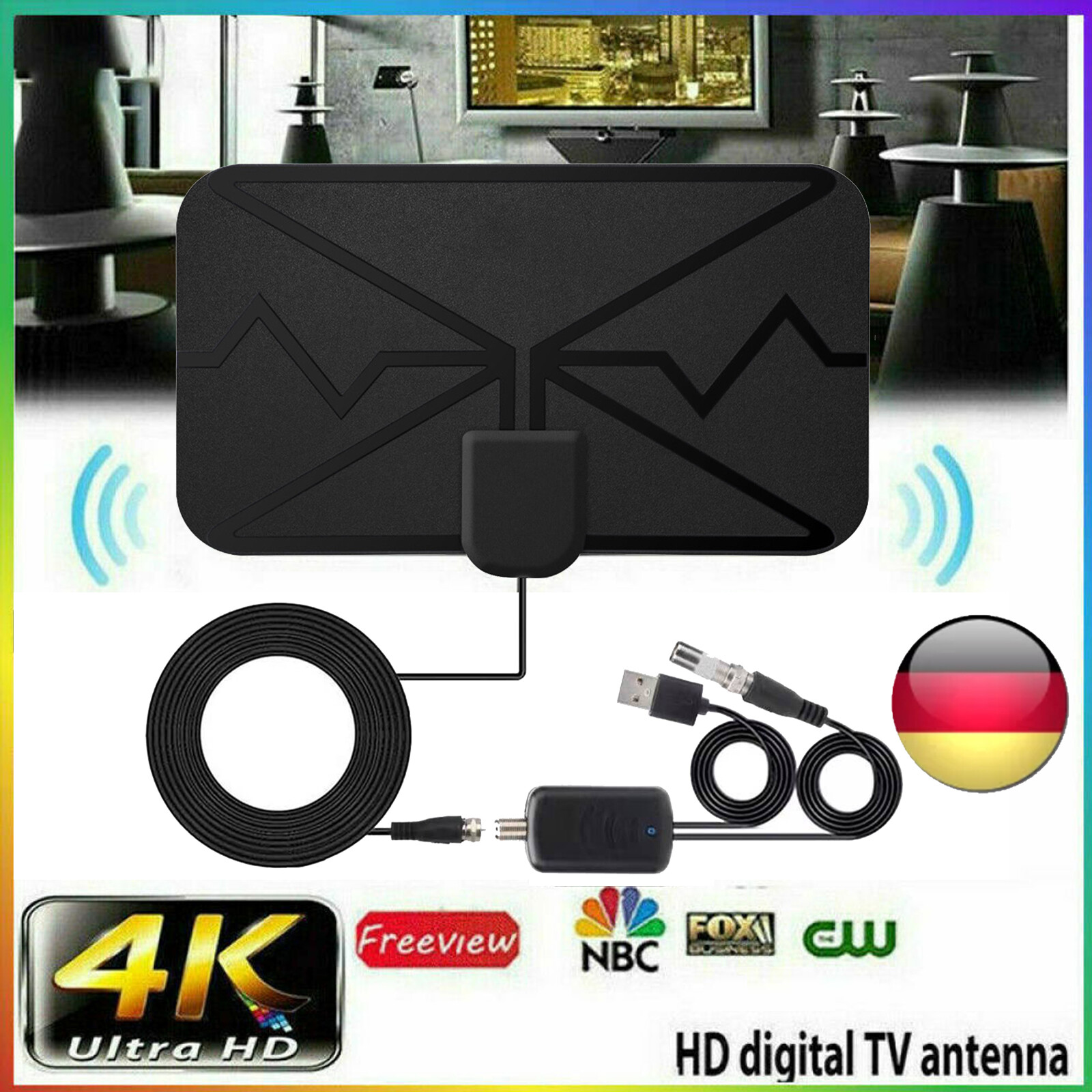 4K HDTV Digital TV Antenne Innenantenne DVBT 3600 Meilen Zimmerantenne