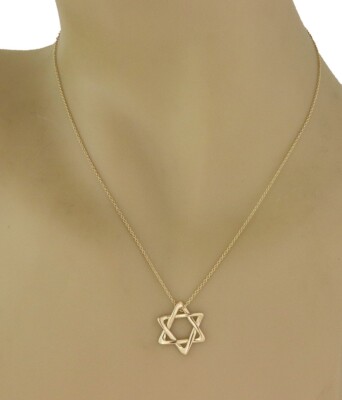 Tiffany & Co. Star of David Gold Pendant 18k Yellow Chain Necklace