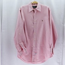 Vtg Ralph Lauren Polo Men Chest Size 54" Pink Button-Down Longsleeves Shirt