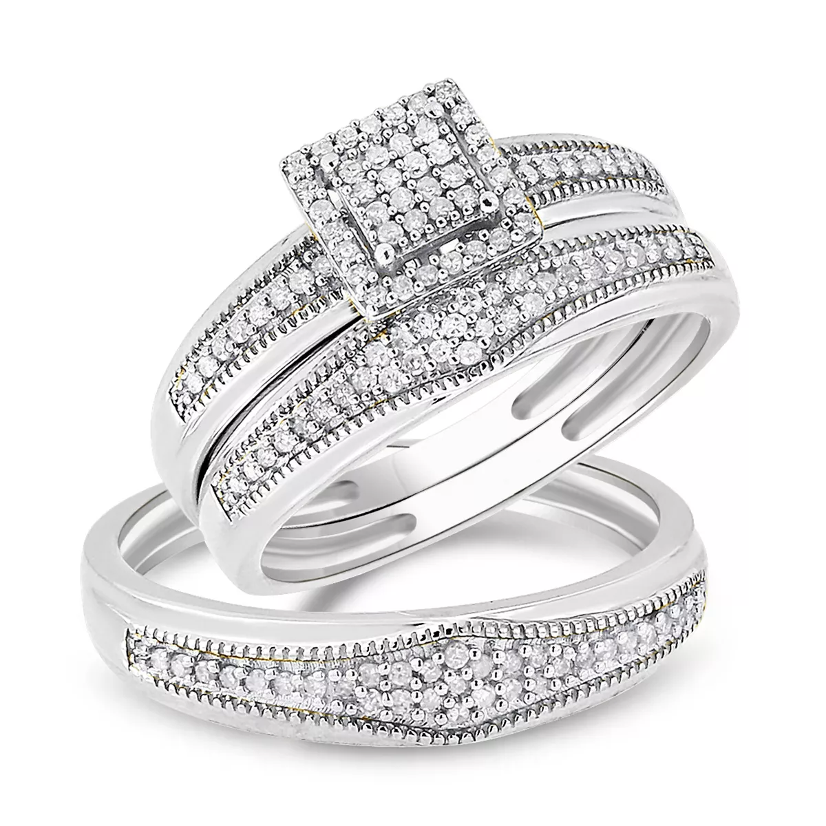 Gold trio wedding ring sets sale