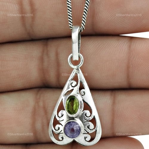 Round Amethyst 925 Silver Wedding Anniversary February Birth Pendant Jewelry
