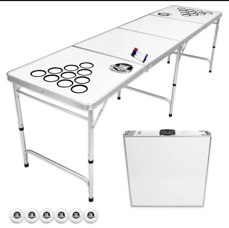 GoPong Portable 8' Beer Pong Table Party Dry Erase Drinking Game  Indoor Outdoor
